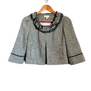 Loft petites grey wool & silk blend cropped blazer